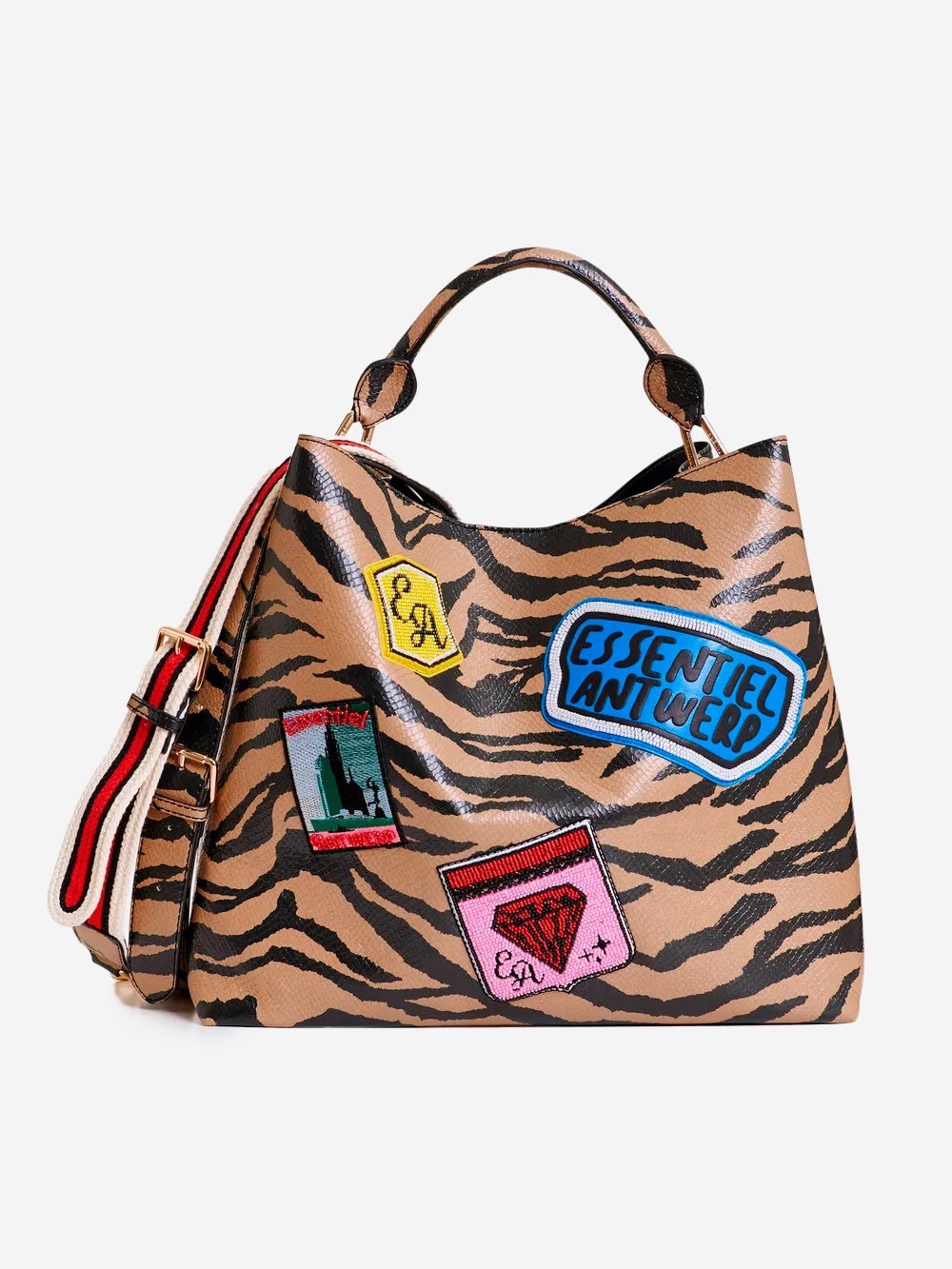 Essentiel Antwerp Tiger Joliath Shopper With Badges NWOT